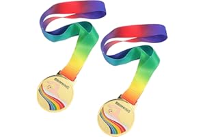 OATIPHO 2pcs Swimming Medals with Golden Zinc Alloy and Neck Ribbon for Recognition Ceremony and Sports