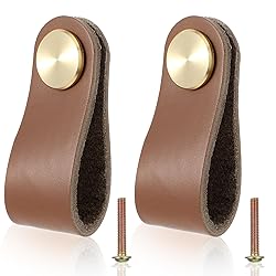 JIEYAO Leather Dresser Knobs, 2Pcs Cabinet Handle