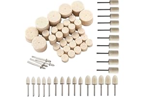 100‑Piece Wool Felt Polishing Pads Set with Mandrels – Multi‑Shape Buffing Tools for Metal, Jewelry, Glass, Ceramics, Wood, a