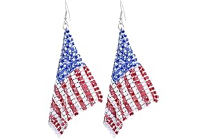 GENERIC SuoFrun American Flag Earrings for Women Patriotic Independence Day 4th of July Drop Dangle Hook Earrings Fashion Jewelry