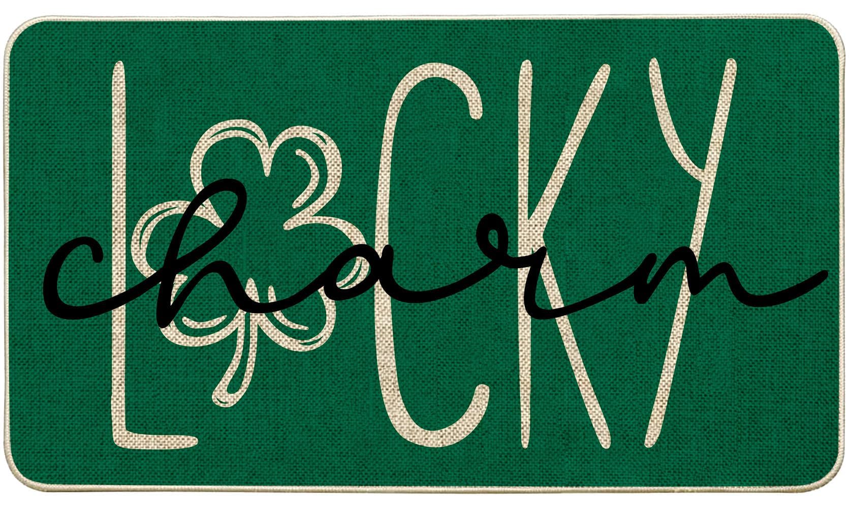 Photo 1 of Baccessor Happy St. Patrick's Day Doormat Rug Lucky Charm Outdoor Outside Welcome Doormat Mat Non Slip Rubber Backing Entrance Irish Holiday Spring Indoor Front Kitchen Decoration 17 x 29 Inch