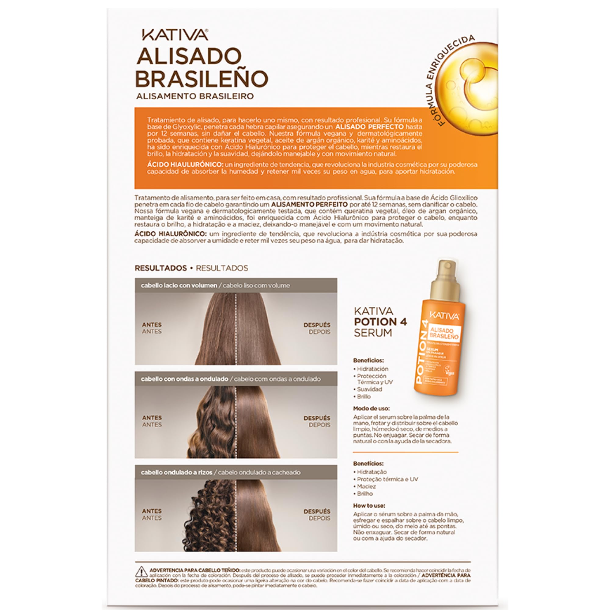 Kativa Brazilian Keratin Straightening Treatment at Home with Hyaluronic Acid and Premium Serum | Keratin