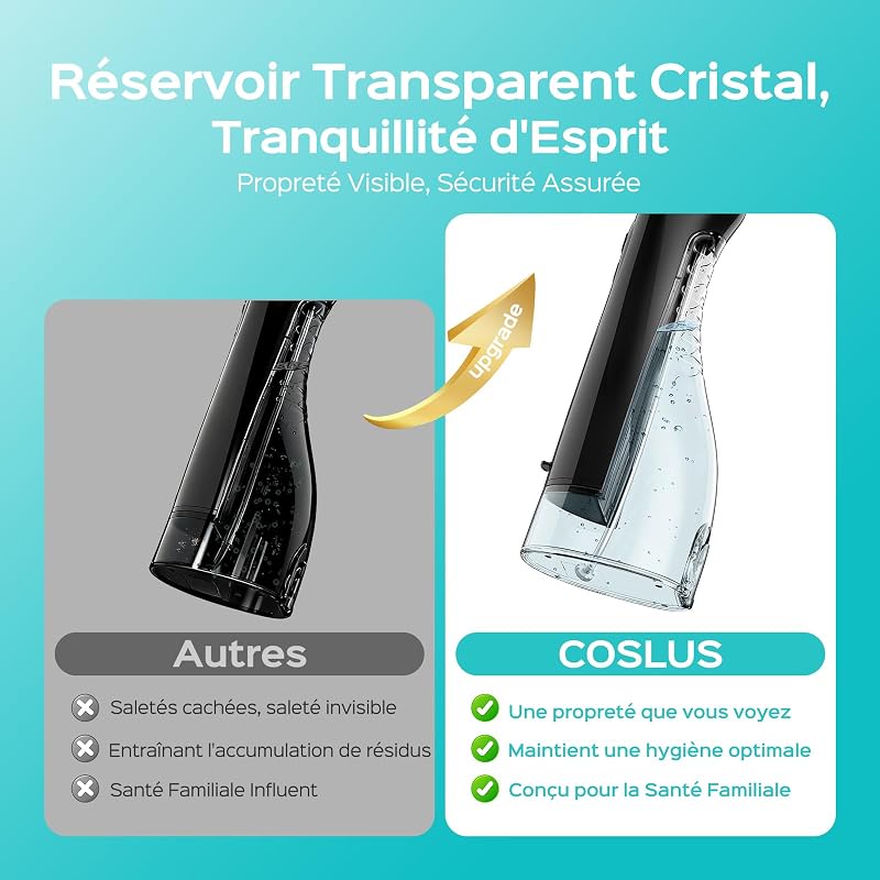 C20 Professionnel Hydropulseur Dentaire, Réservoir De 300 Ml, Noir