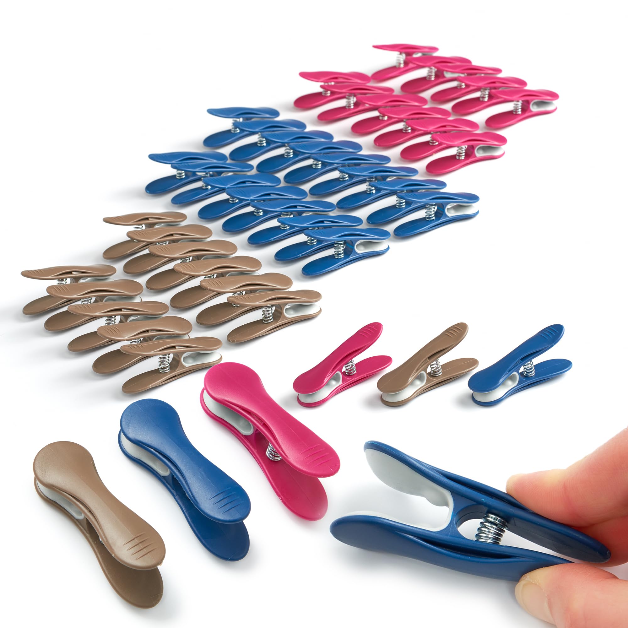 culiclean Clothes Pegs for Washing Line – Strong Soft Grip Washing Pegs "Soft Clips" – Durable Plastic Laundry Pegs for Indoor and Outdoor Use – Heavy Duty Clothes Clips – 40 Pack – blue-purple-brown
