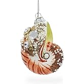 Conch Sea Snail Shell Glass Christmas Ornament