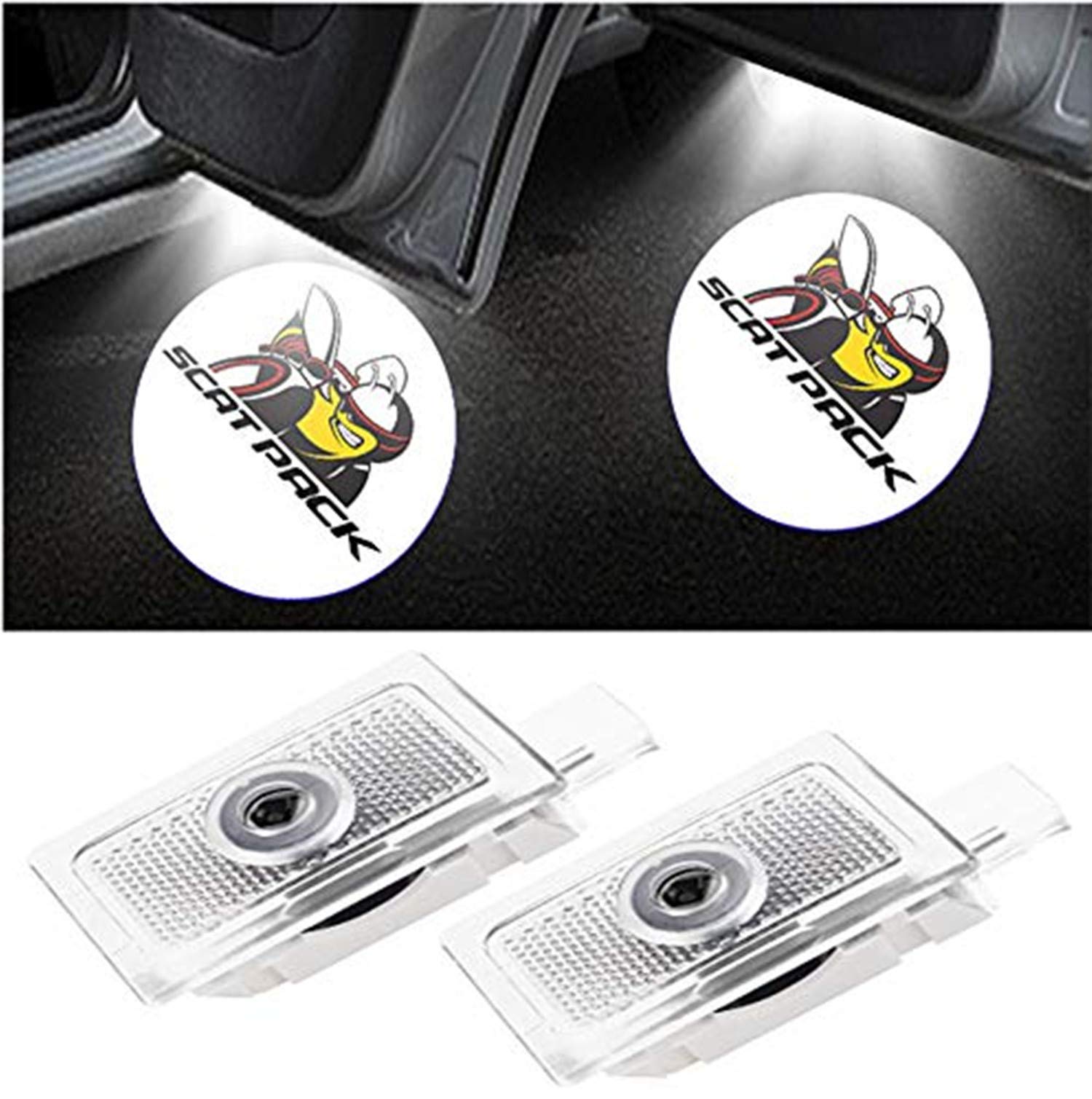 CHANONE Car Door LED Logo for Dodge Projector Ghost Shadow Charger Magnum, Entry Welcome Lamp Logo Light, LED Courtesy Step Lights Ground Lamp Kit Replacement (2 Pack)