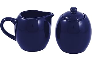 METROPOLITAN TEA Royal Blue Ceramic Creamer and Sugar Service Set with Lid