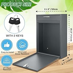 Yaocom Locking Mailbox with Key for Outdoor 16.2 x