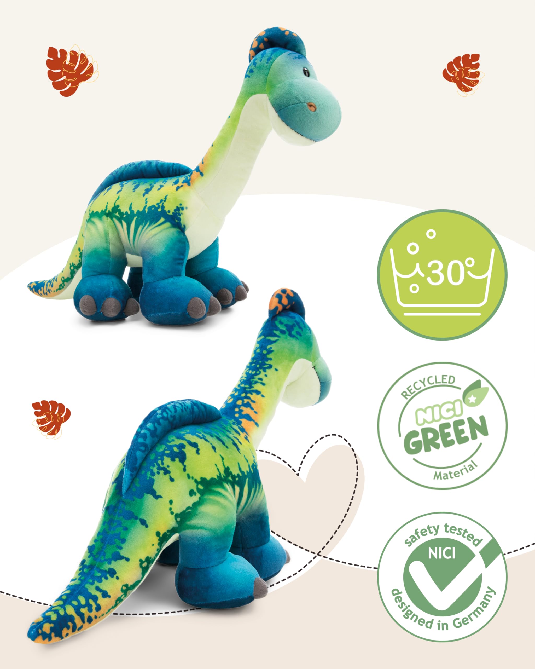 NICI Kuscheltier Dino Snackilus 29cm - blau - Weiches Plüschtier – niedliches Stofftier zum Kuscheln & Spielen – tolle Geschenkidee für Kinder & Erwachsene - 61571 3