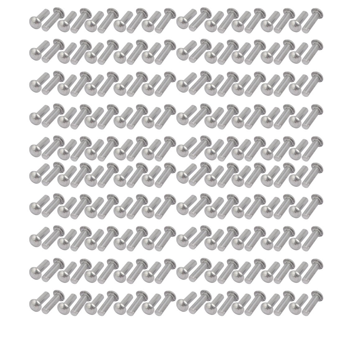 Sourcingmap 200pcs M3 x 10mm Aluminum Half Round Head Solid Rivet Fastener Silver Tone