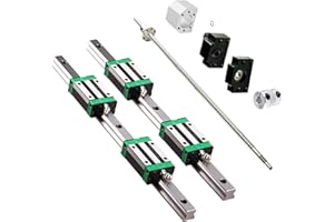 2PCS HGR20-300mm Linear Rail + 1PCS RM1605-300mm Ballscrew with BF12/BK12 Kit, DSG16H Nut Housing, Coupling, Slide Blocks Lin