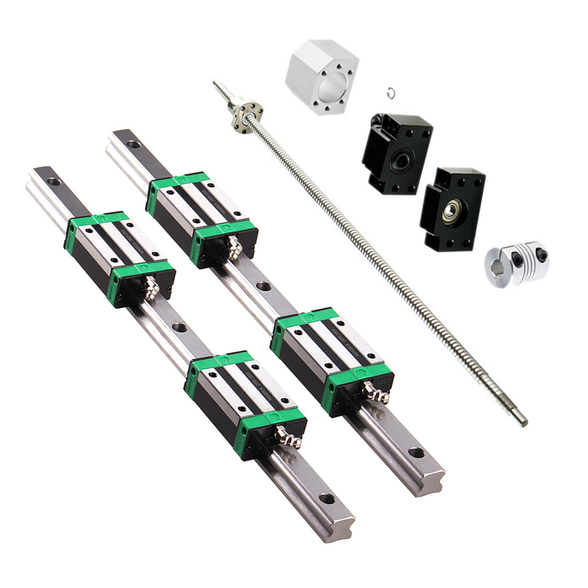 2PCS HGR20-400mm Linear Rail + 1PCS RM1605-400mm