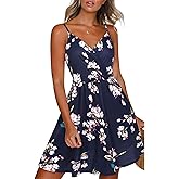 Newshows Women's Summer Dress 2025 Spaghetti Strap Sleeveless V Neck Casual Swing Sundress with Pockets