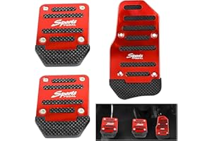Arwrilt 3 PCS Anti Slip Car Foot Pedal Pads, Manual Transmission Accelerator Pedal Clutch Pedal Brake Pedal Cover Kit, Sports Style Pedal Modified Accessaries, Universal for Cars Trucks (Red)