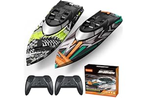 YAMAESTER 2 Pack RC Boat for Kids Remote Control Boats Toys with LED Light Rechargable Battery Boat for Pools Lakes Gifts Boys Girls 6,7,8 Years Old