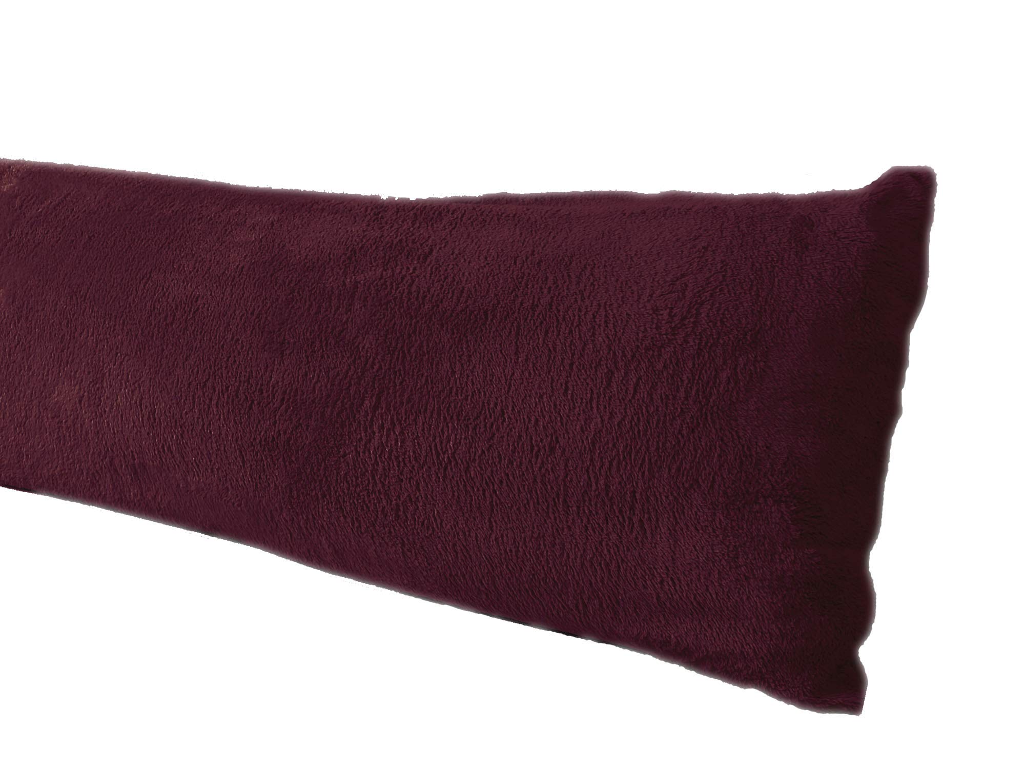 Photo 1 of Extra Soft Body Pillow Cover, Sherpa/Microplush Material, 20x54 Inches, Zipper Closure (Wine)