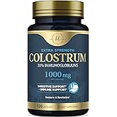Bovine Colostrum Supplement 1000mg - with 20% Immunoglobulins (IgG) for Immunity & Immune Support, Energy & Gut Health, SP Colostrum Powder Pills, Gluten Free, Non-GMO & Bottled in USA - 120 Capsules