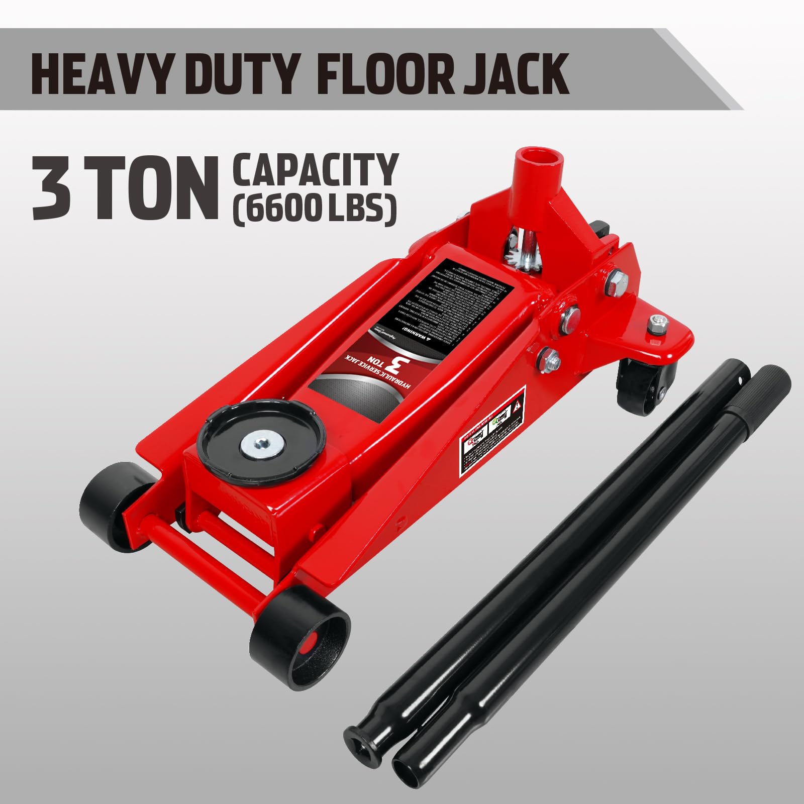 BIG RED Floor Jack,Hydraulic Car Jack with Fast Pump for Car, SUV, Truck - 3 Ton Capacity, Red