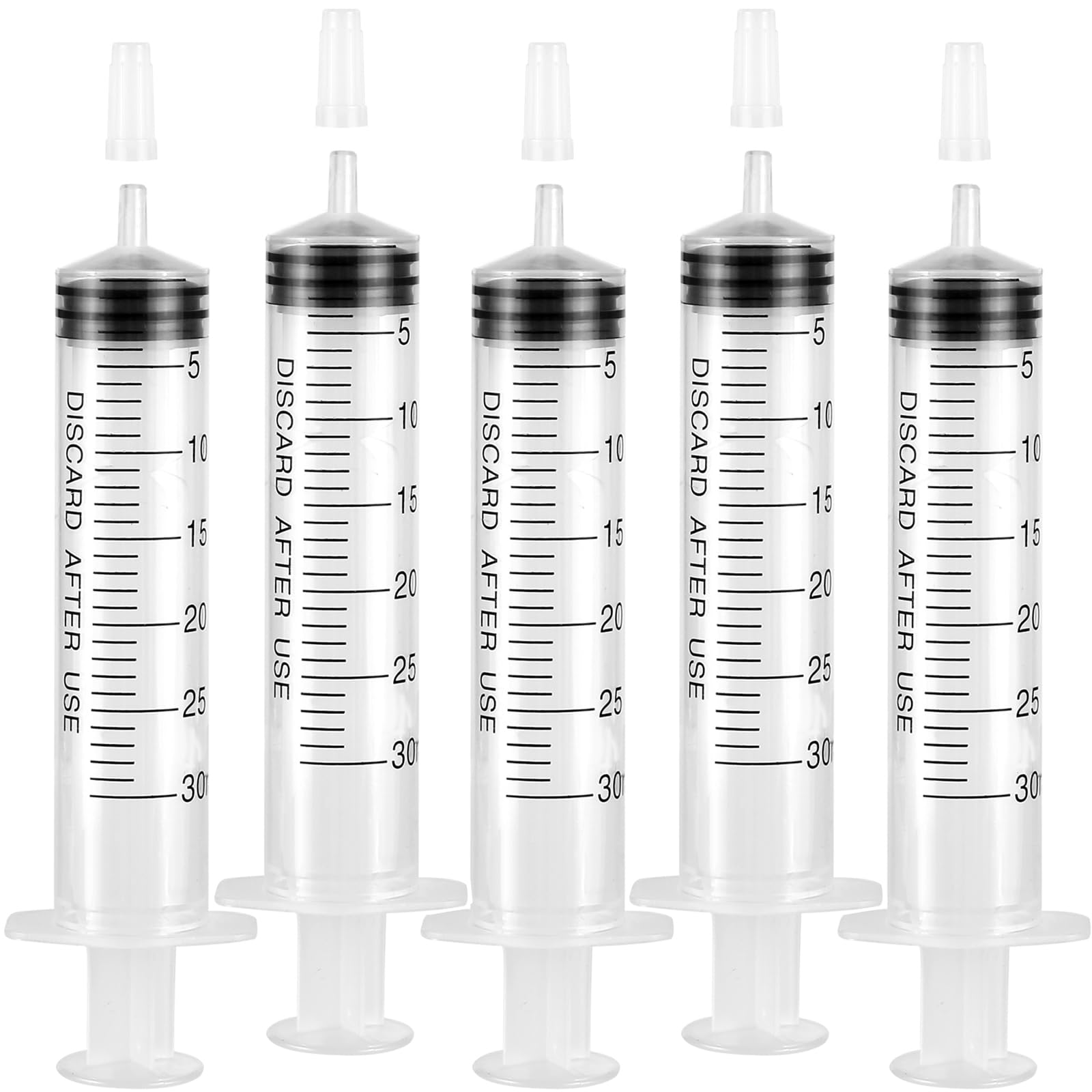 Photo 1 of 5 Pack Plastic 30ml Syringes with Cap, Sterile Syringe Individually Packaged for Labs, Liquid Measuring, Feeding Pets, Oil or Glue Applicator