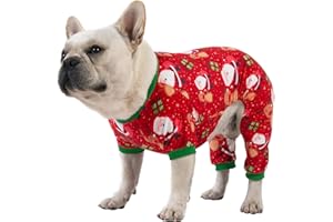 CuteBone Small Dogs Christmas Outfit Soft Puppy Onesies Pjs Dog Pajamas Pet Coat Cat Apparel Comfy Doggie Jumpsuit Bodysuit for All Seasons P135M