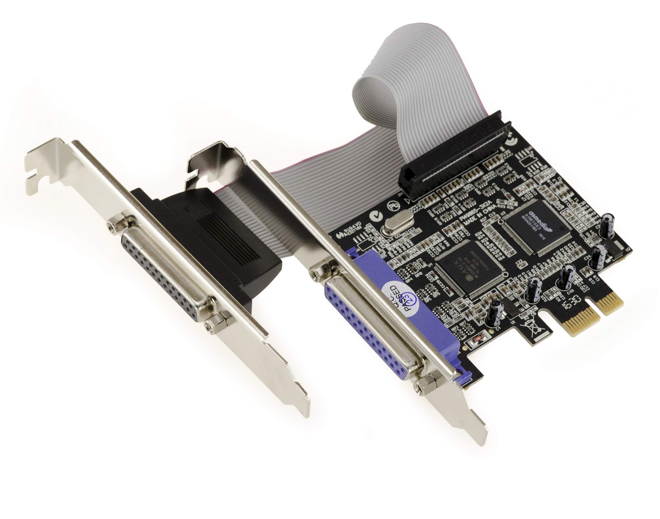 KALEA-INFORMATIQUE PCI Express Parallel IEEE1284 LPT two-port controller card with ASIX chipset. SPP EPP ECP support