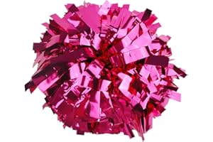GUIFIER 2 Pack 6 Inches Metallic Cheerleading Pom Poms, Cheer Pom Pom with Baton Handle, Pompoms Cheerleader for Kids Girls Cheering Squad