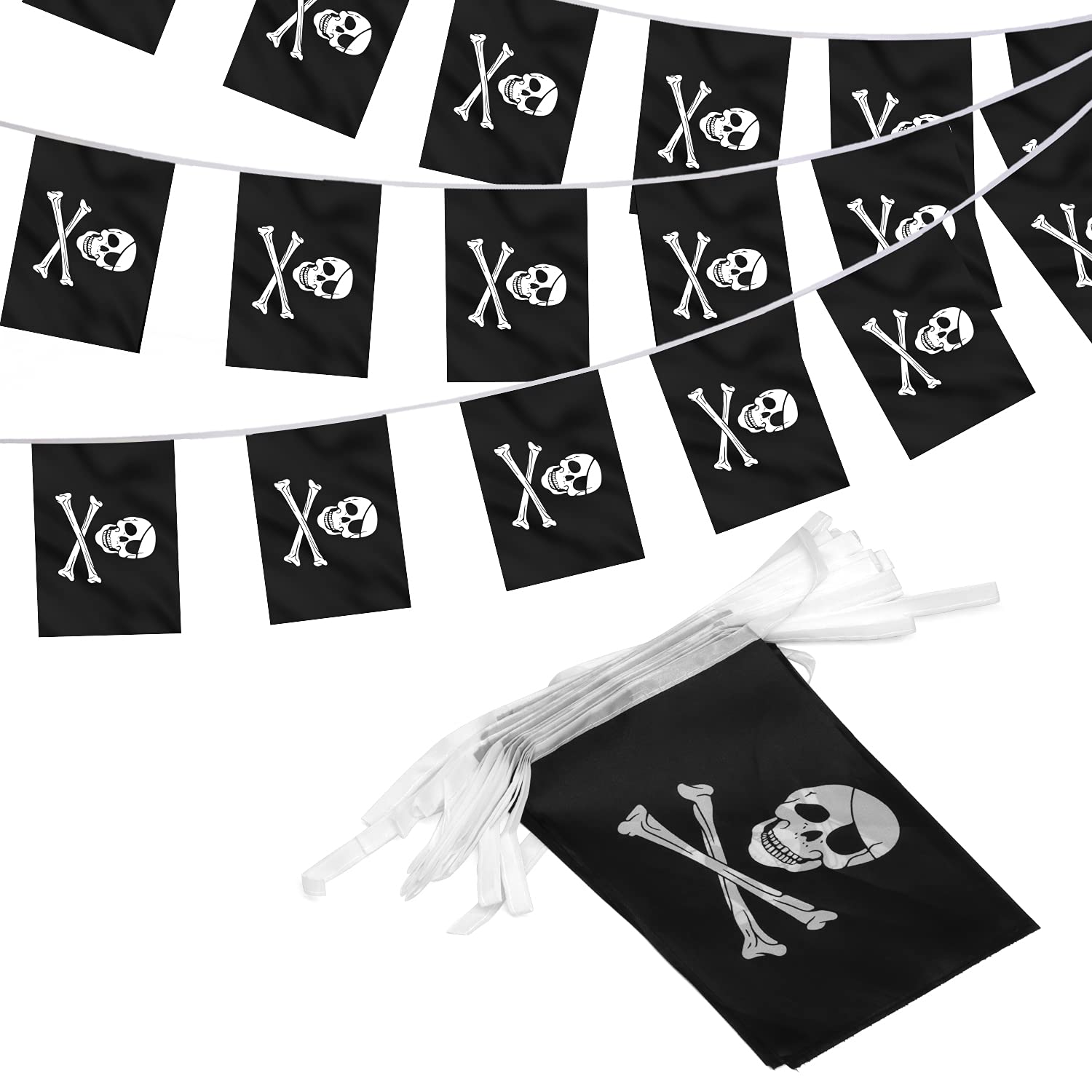 Anley Pirate Flag Jolly Roger String Flag - For Party Decorations, Bars, Sports Clubs, School Festivals, Celebrations - 33 Feet 32 Flags