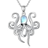 KNTTZZI Octopus Necklace for Women Moonstone Octopus Pendant Octopus Silver Necklace Ocean Animal Octopus Pendant Summer Beach Jewelry Graduation Gift for Female Students