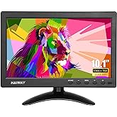 Haiway 10.1 inch Security Monitor, 1366x768 Resolution Small HDMI Monitor Small Computer Monitors with Remote Control with Built-in Dual Speakers HDMI VGA BNC USB Input for Gaming CCTV Raspberry Pi PC