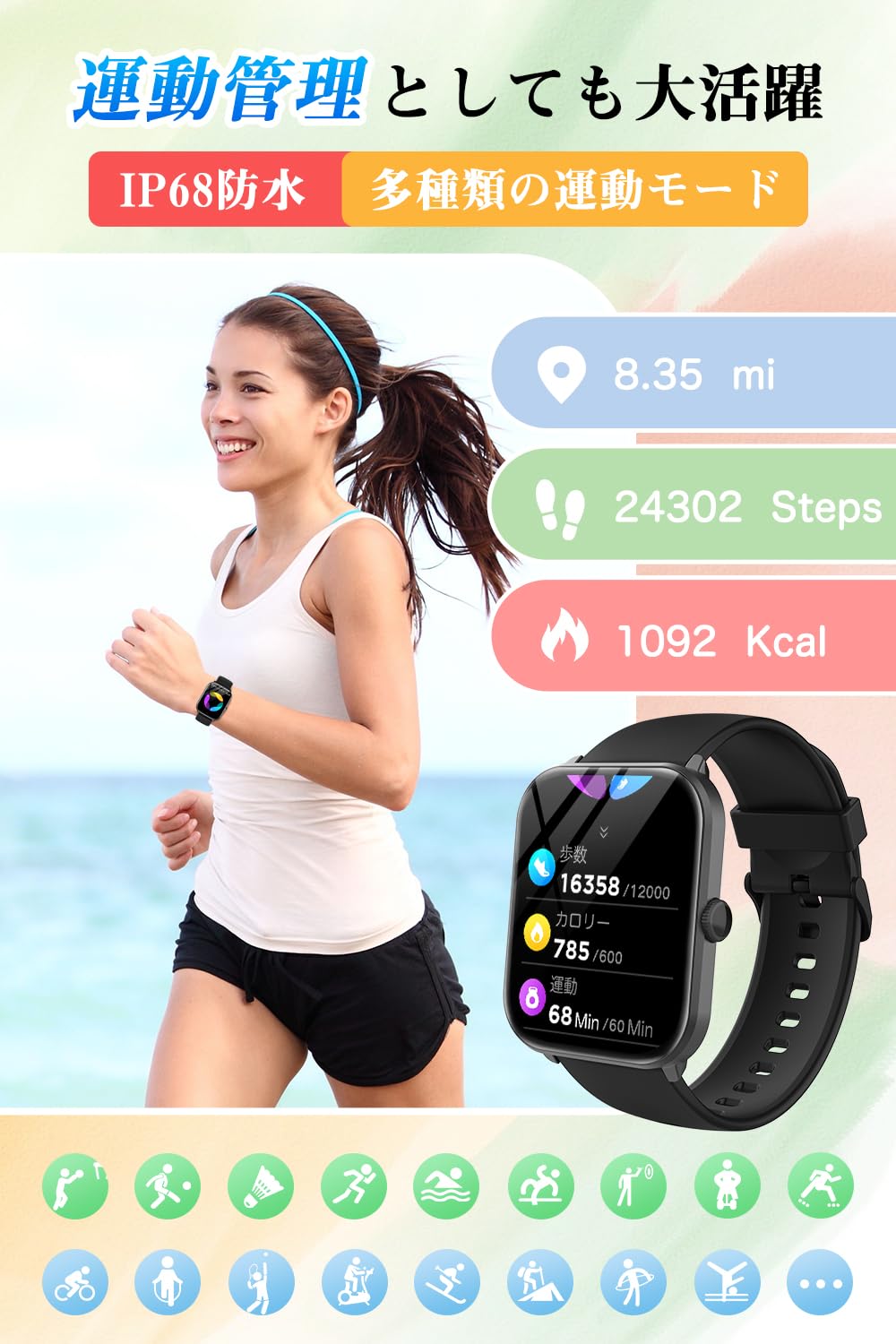 Smart Watch (2025 Industry Masterpiece) Compatible with iPhones, Android Compatible, Latest Bluetooth 5.4 Call Function, Music Playback, Large 1.9 Inch Screen, Activity Meter, Wristwatch, 100 Exercise