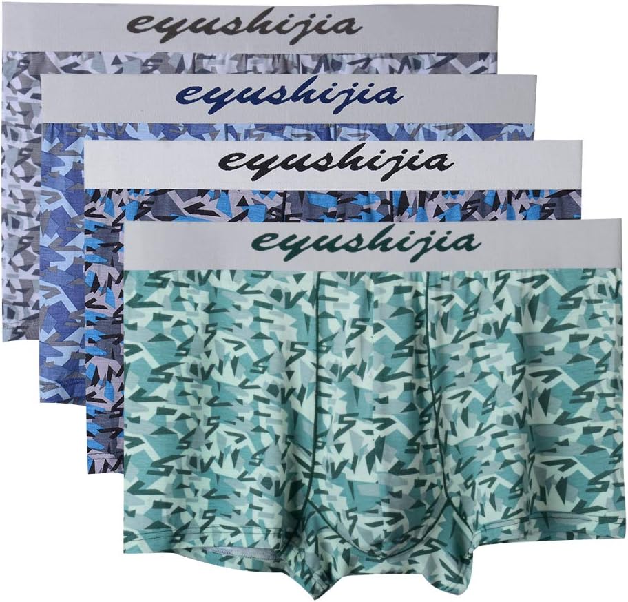 EYUSHIJIA Men's Bamboo Sport Performance Long Boxer Brief Underwear (S/Waist Size 28-30, 4 Pack-A)
