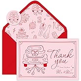 Whaline 24 Pack Wedding Thank You Cards Red Pink Wedding Car Thank You Greeting Note Card from the New Mr & Mrs with Envelope Sticker for Bridal Shower Valentine's Day