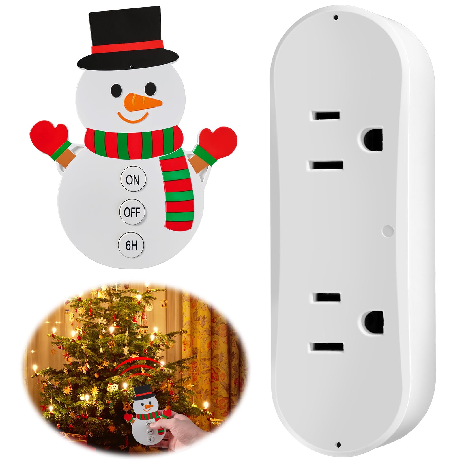 Photo 1 of [Upgraded Timer] Wireless Remote Switch for Christmas Tree Lights,Snowman Wireless Remote with Electrical Outlet,Electrical On/Off/Timer Controller for Holiday Lighting from 82 Feet Away