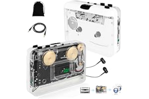 Janryzone Cassette Player-Cassette to MP3 Converter with Tape Converter Software- Auto Reverse ＆Clear Stereo Cassette Tape Player-Built-in Cool Copper Wheel Movement＆Earphone