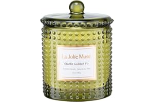 LA JOLIE MUSE Christmas Candle, Starlit Golden Fir Candle - Cedarwood, Patchouli, Fir Balsam | 10 oz Natural Soy Wax | 55 Hours Clean Burn |Winter Holiday Gift | Gift-Ready for Hosts & Gatherings