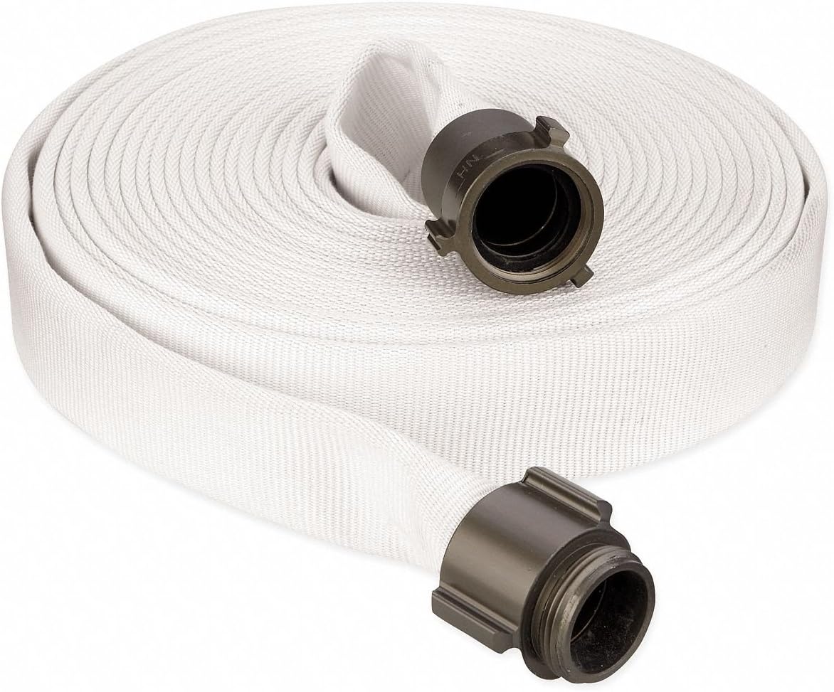 Reel Fire Hose, Single Jacket, 21/2" Hose Inside Dia, 100 ft, White