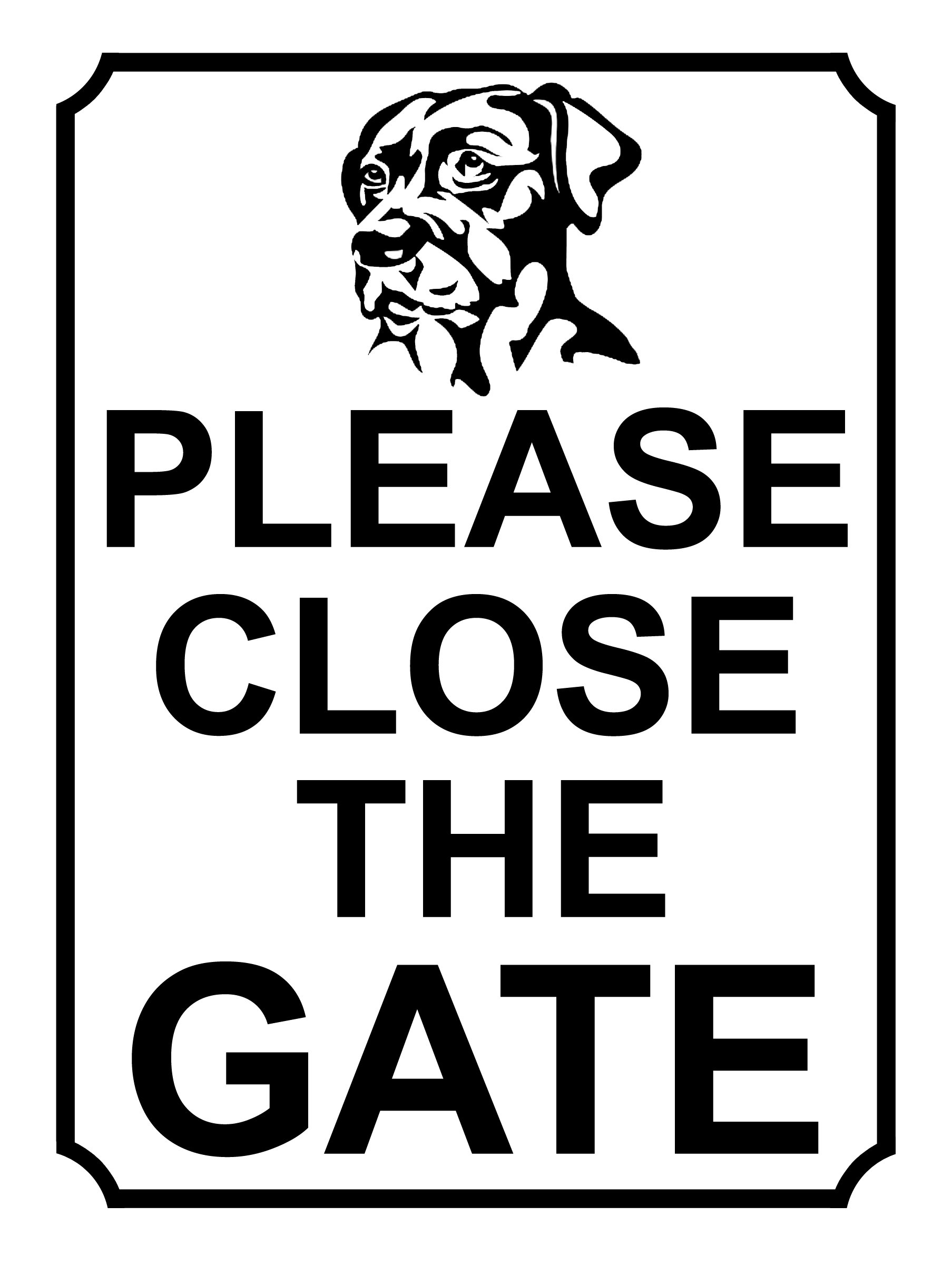 SHAWPRINT PLEASE CLOSE THE GATE DOG THEME METAL SIGN 267MM X 200MM (388H1L) LARGE 10" X 8"