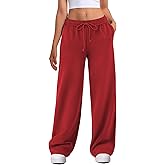 ATHMILE Women's Wide Leg Sweatpants High Waisted Baggy Interior Drawstring Joggers Straight Leg Sweat Pants with Pockets