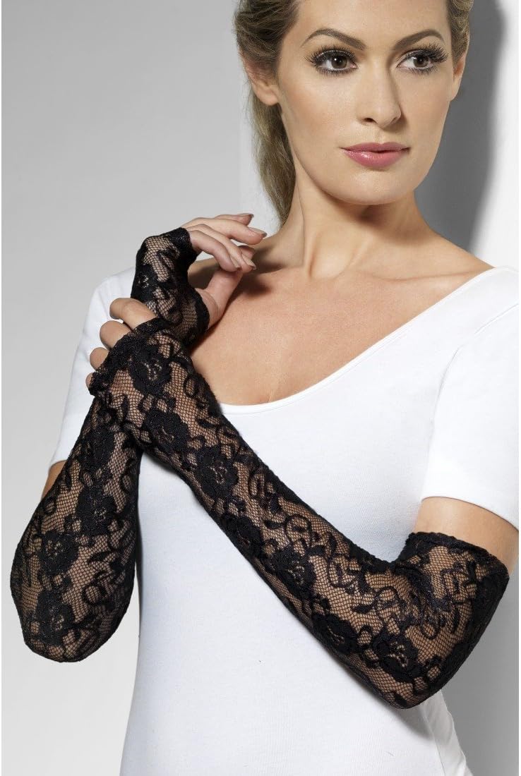 NET TOYS Lacy Gauntlets black Lacy Arm Sleeves Lace gloves Lace