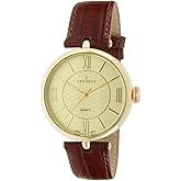 Peugeot PP Women Large Easy to Read Dial Wrist Watch with Roman Numerals & Leather Band Strap