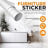 vgoltd Gloss Self Adhesive Vinyl Wrap Furniture Stickers 30x100cm White view 2