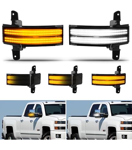 thumbnail image 2 of Gempro LED Amber Turn Signal & White Parking Lights For 2020-2024 Chevy Silverado & GMC Sierra 2500/3500 Tow Mirrors - Smoked Lens 2 of 12