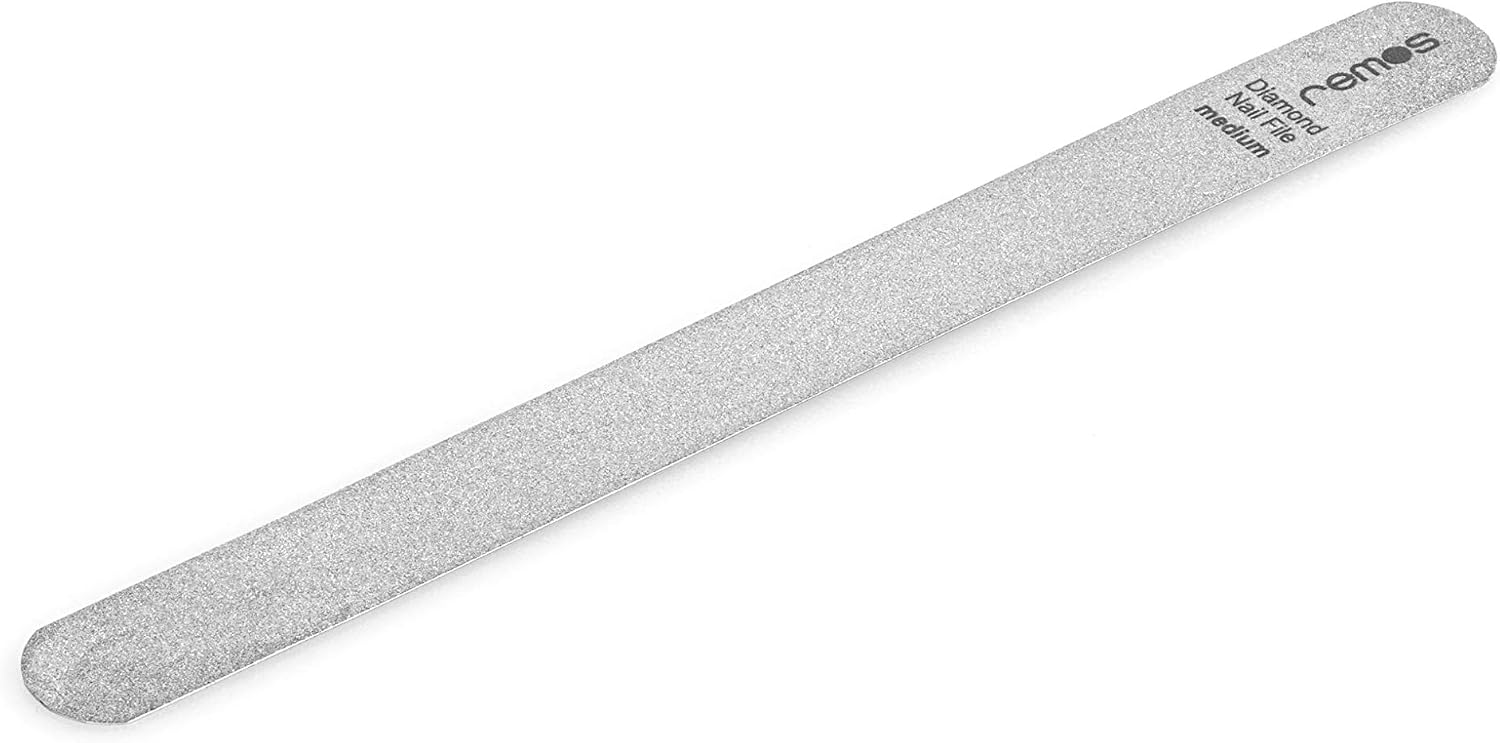 REMOS Diamond Nail File Flexi for Natural & Gel Nails - Medium/Superfine, Silver