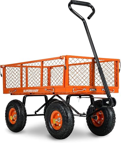 SuperHandy Heavy Duty Utility Cart 400 lbs Capacity Black Garden Wagon