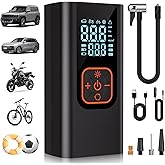 QKMPOM 180PSI Tire Inflator Portable Air Compressor, 6X Faster Air Pump for Car Tires with Digital Pressure Gauge, 12V DC Adapter, LED Light, Portable Tire Inflator for Car, Motorcycle, Bike, Balls