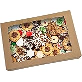 ONE MORE 15-Pack Brown Pastry Box12x8x2.5inch,Large Bakery Cookie Box for Donuts,Muffins with Window Lid - Auto-Pop up Paper Box Doughnut Cardboard Chocolate Strawberries Treat Boxes,Pack of 15