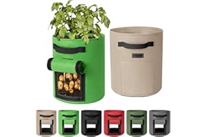 DECORLIFE 6-Pack Potato Grow Bags, 7 Gallon Thick Fabric Pots for Plants, Harvest Windows & Sturdy Handles, Labels Included, 6 Colors