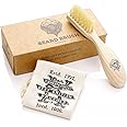 Kent BRD2 Boar Bristle Beard Brush for Men - Specially Cut Natural White Boar Bristle for Flawless Shaping and Grooming, Ergonomic Pistol-Like Grip Wood Handle, Dry or Wet Beard, Distributes Oils