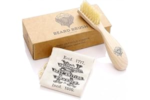 Kent BRD2 Boar Bristle Beard Brush for Men - Specially Cut Natural White Boar Bristle for Flawless Shaping and Grooming, Ergonomic Pistol-Like Grip Wood Handle, Dry or Wet Beard, Distributes Oils
