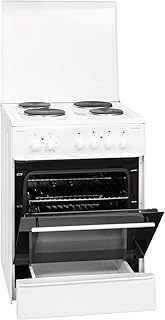 Exquisit Standherd EH 10.6-4 | Elektro-Standherd | 60 cm | Glaskeramik-Kochfeld | 65 cm Garraum | Weiß